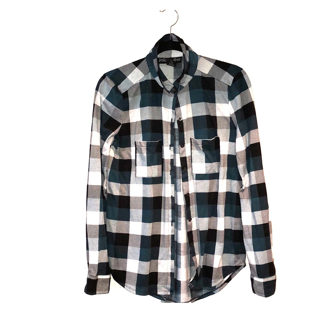Blue-green plaid flannel